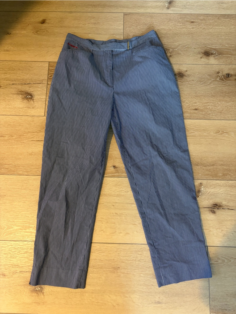 Women’s Ralph Lauren straight leg cropped pants blue checkered
